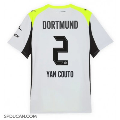 Muški Nogometni Dres Borussia Dortmund Yan Couto #2 Gostujuci 2025-26 Kratak Rukav Muški Nogometni Dres Borussia Dortmund Yan Couto #2 Gostujuci 2025-26 Kratak Rukav